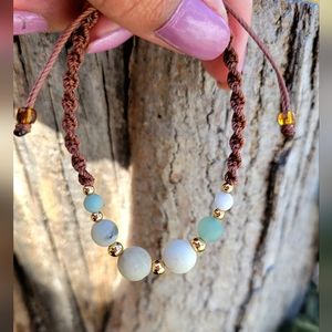 Handmade Beaded Macramé Bracelet With Mate Amazonite Healing Crystal